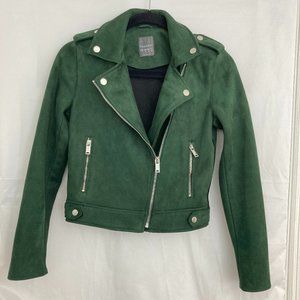PRIMARK Faux Suede Style Biker Jacket Classic Cropped Fit TIMELESS Look - Size 2